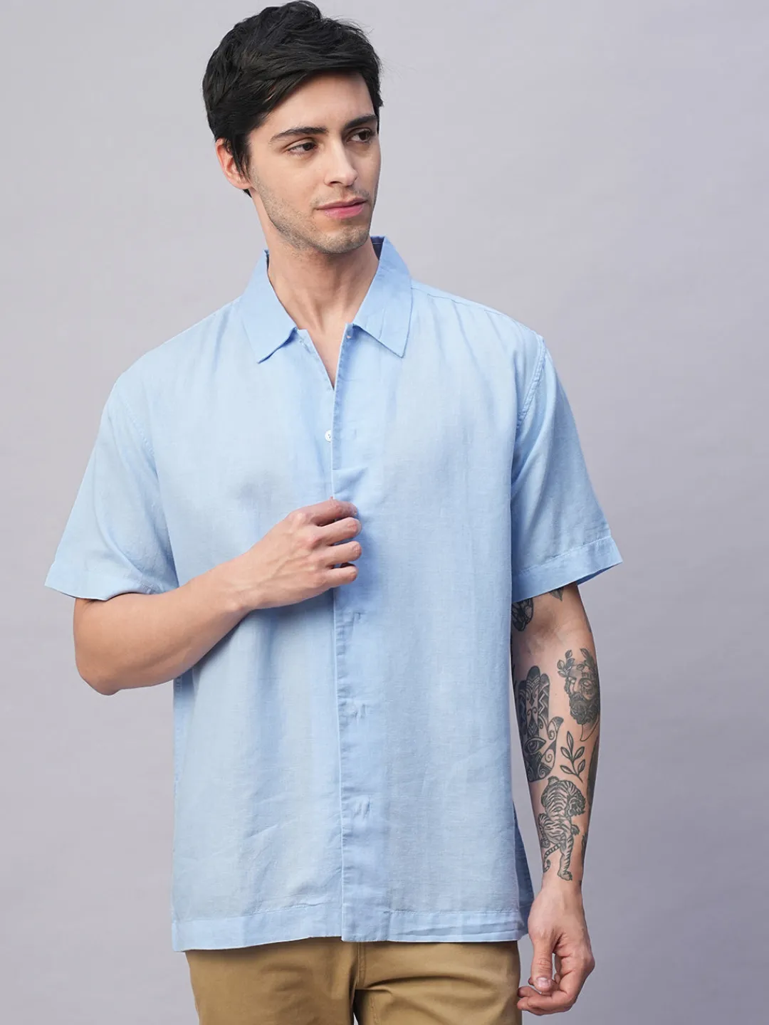 Women Cottonworld Shirts | Shirts^Men's Cotton Linen Regular Fit Summer Shirt
