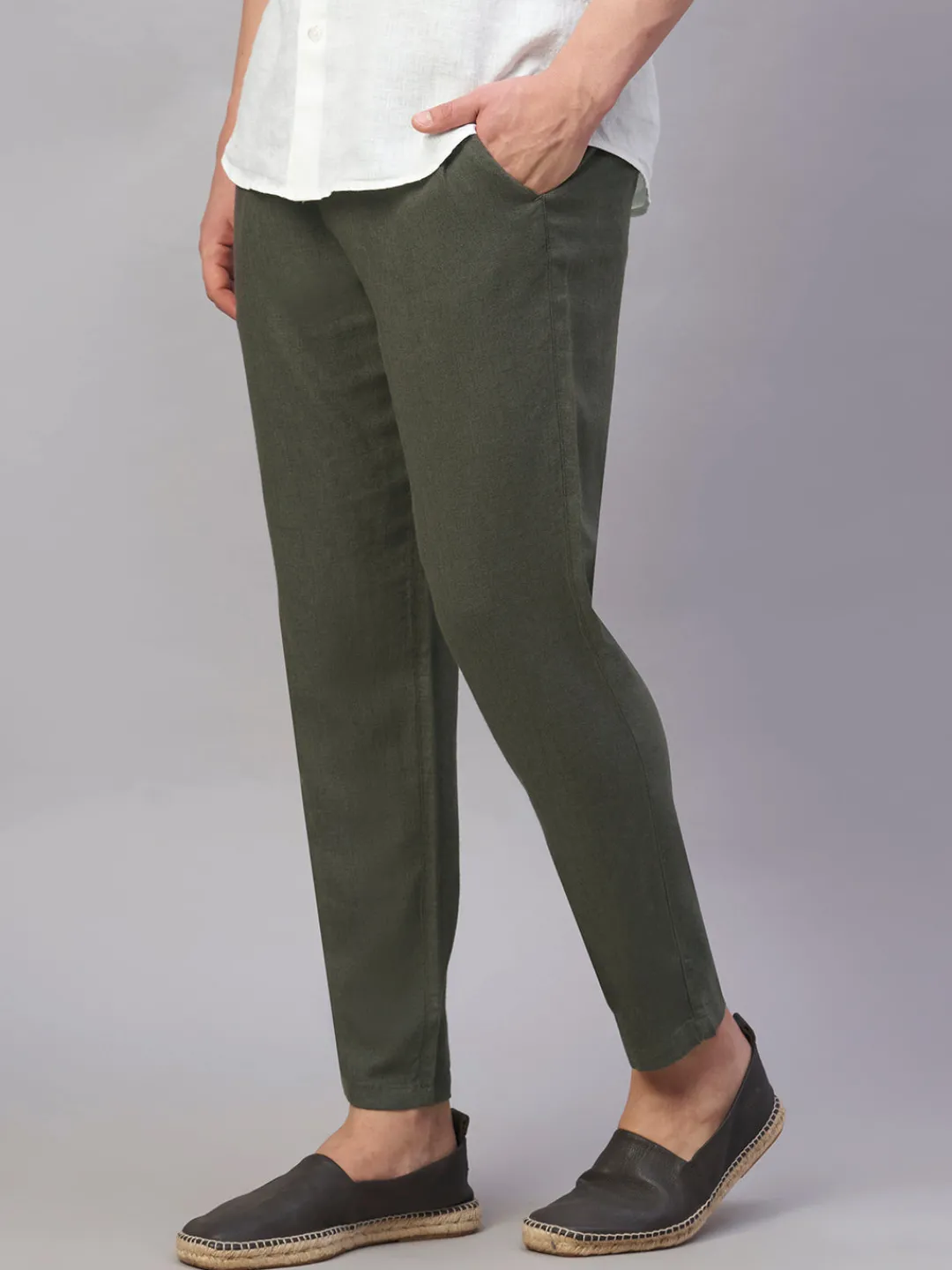 Cottonworld Pants | Pants^Men's Viscose Linen Regular Fit Pant