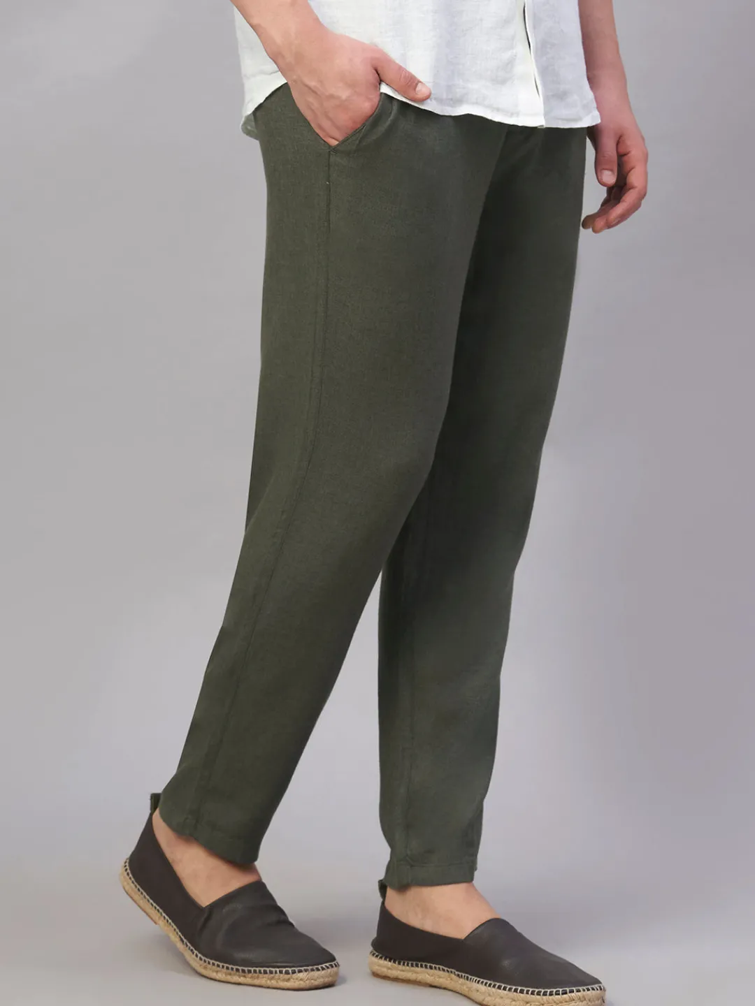 Cottonworld Pants | Pants^Men's Viscose Linen Regular Fit Pant