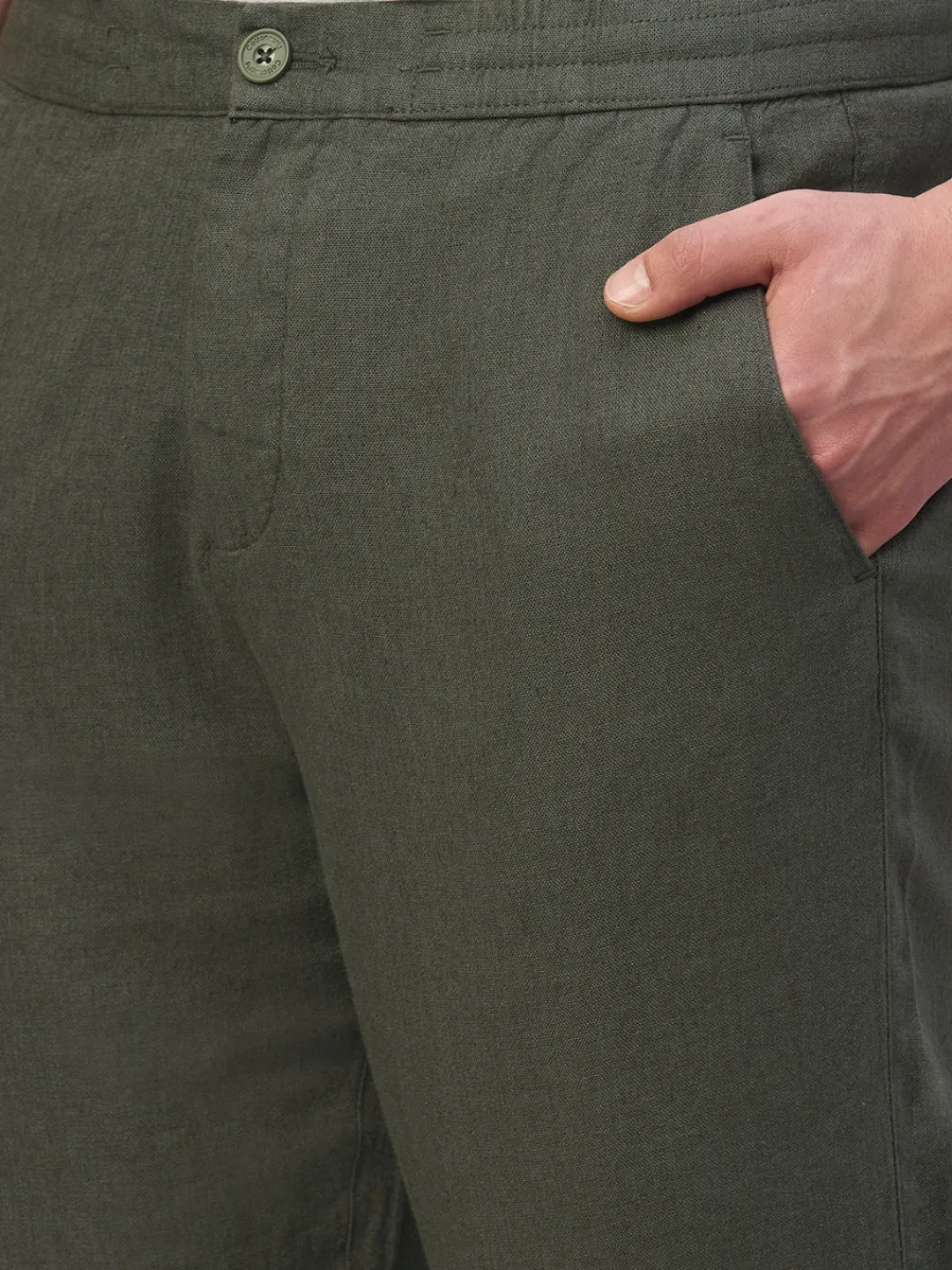 Cottonworld Pants | Pants^Men's Viscose Linen Regular Fit Pant