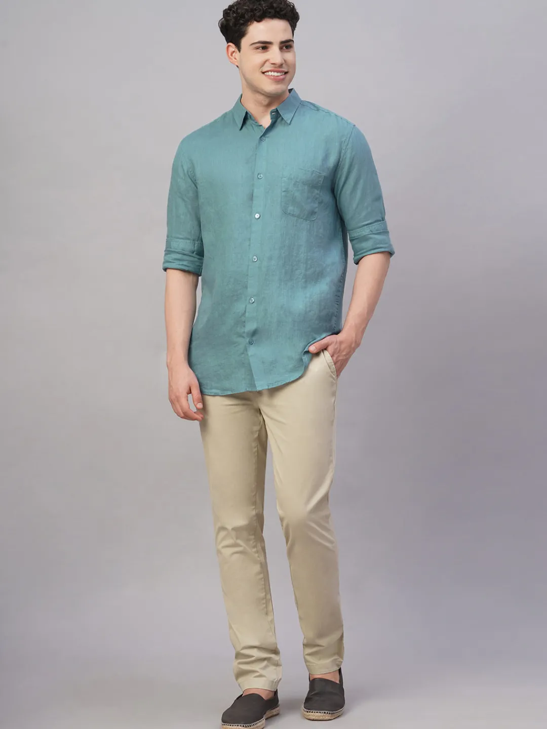 Women Cottonworld 100% Linen Shirts | 100% Linen Shirts^Men's 100% Linen Regular Fit Shirt