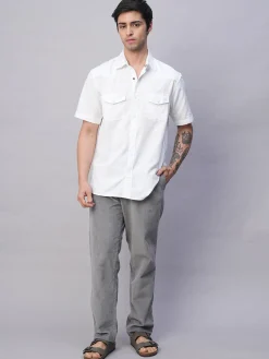 Women Cottonworld Solid | Solid^Men's 100% Cotton Regular Fit 2 Pocket Western Yoke Shirt