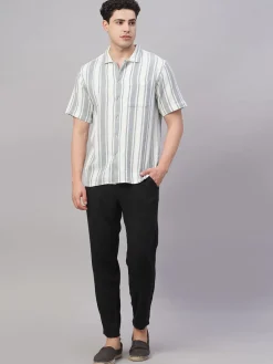 Women Cottonworld Striped | Striped^Men's 100% Cotton Regular Fit Shirt