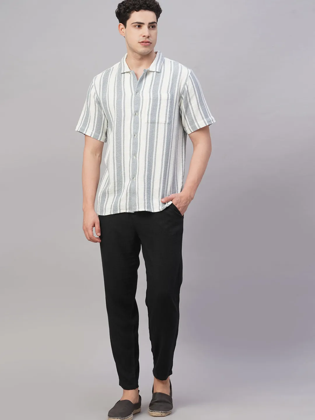Women Cottonworld Striped | Striped^Men's 100% Cotton Regular Fit Shirt