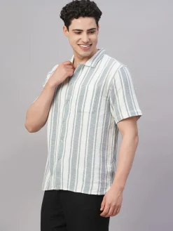 Women Cottonworld Striped | Striped^Men's 100% Cotton Regular Fit Shirt