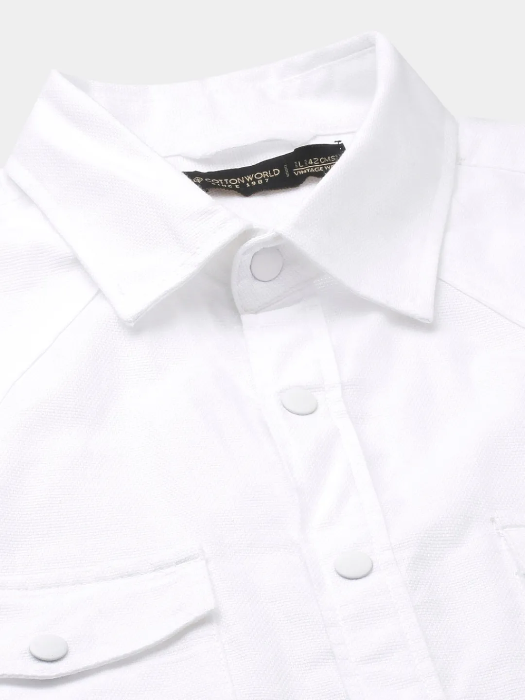 Women Cottonworld Solid | Solid^Men's 100% Cotton Regular Fit 2 Pocket Western Yoke Shirt