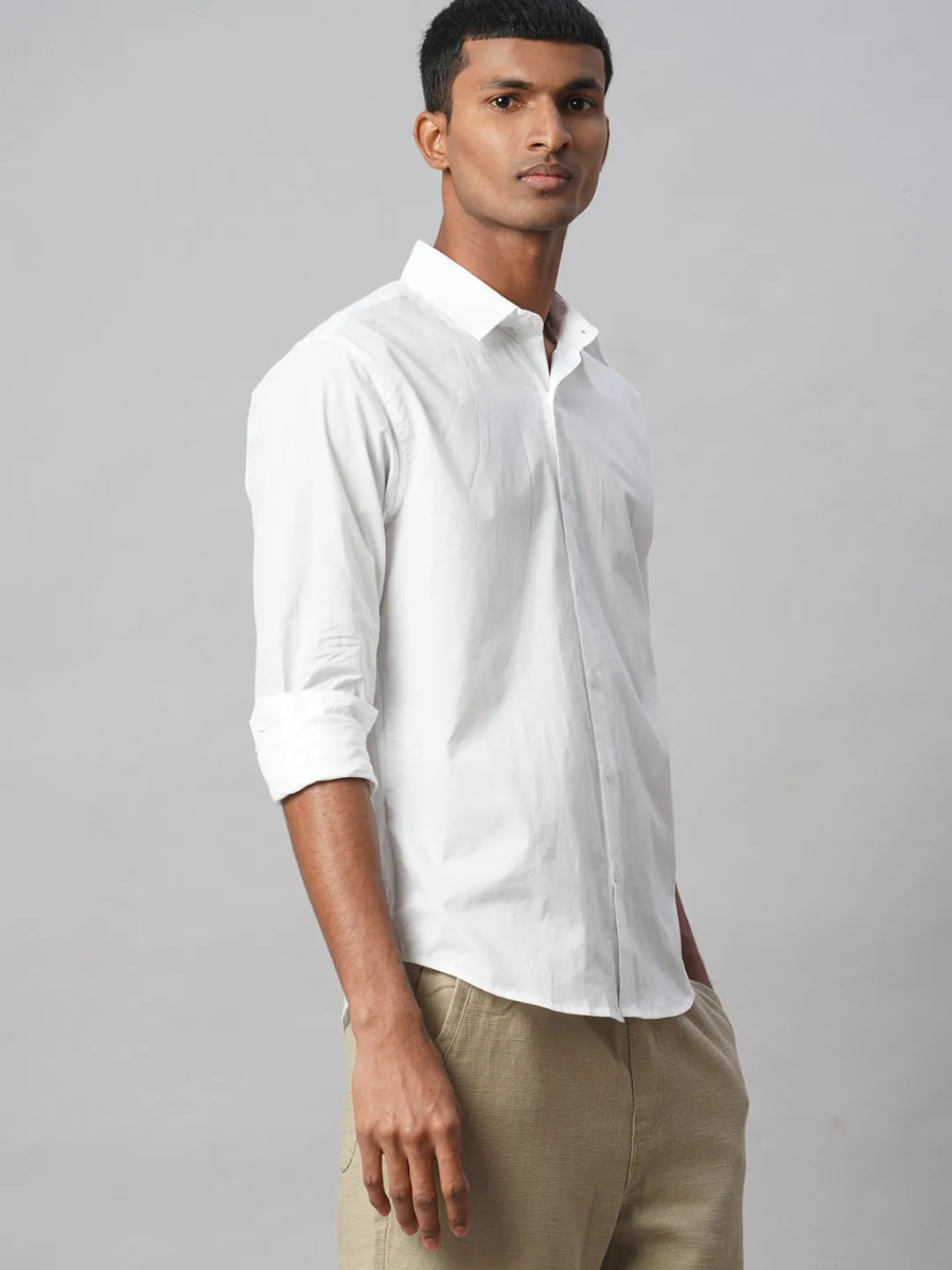 Women Cottonworld Solid | Solid^Men's 100% Cotton Slim Fit Shirt