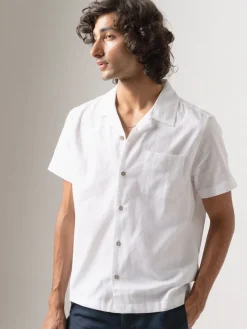 Women Cottonworld Striped | Striped^Men's 100% Cotton Stripe Regular Fit Cuban Collar Shirt
