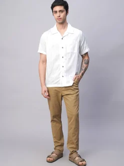 Women Cottonworld Striped | Striped^Men's 100% Cotton Stripe Regular Fit Cuban Collar Shirt