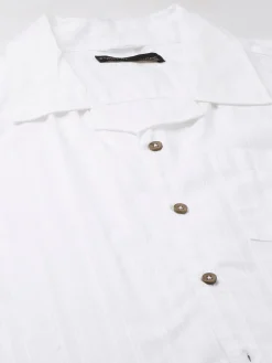 Women Cottonworld Striped | Striped^Men's 100% Cotton Stripe Regular Fit Cuban Collar Shirt