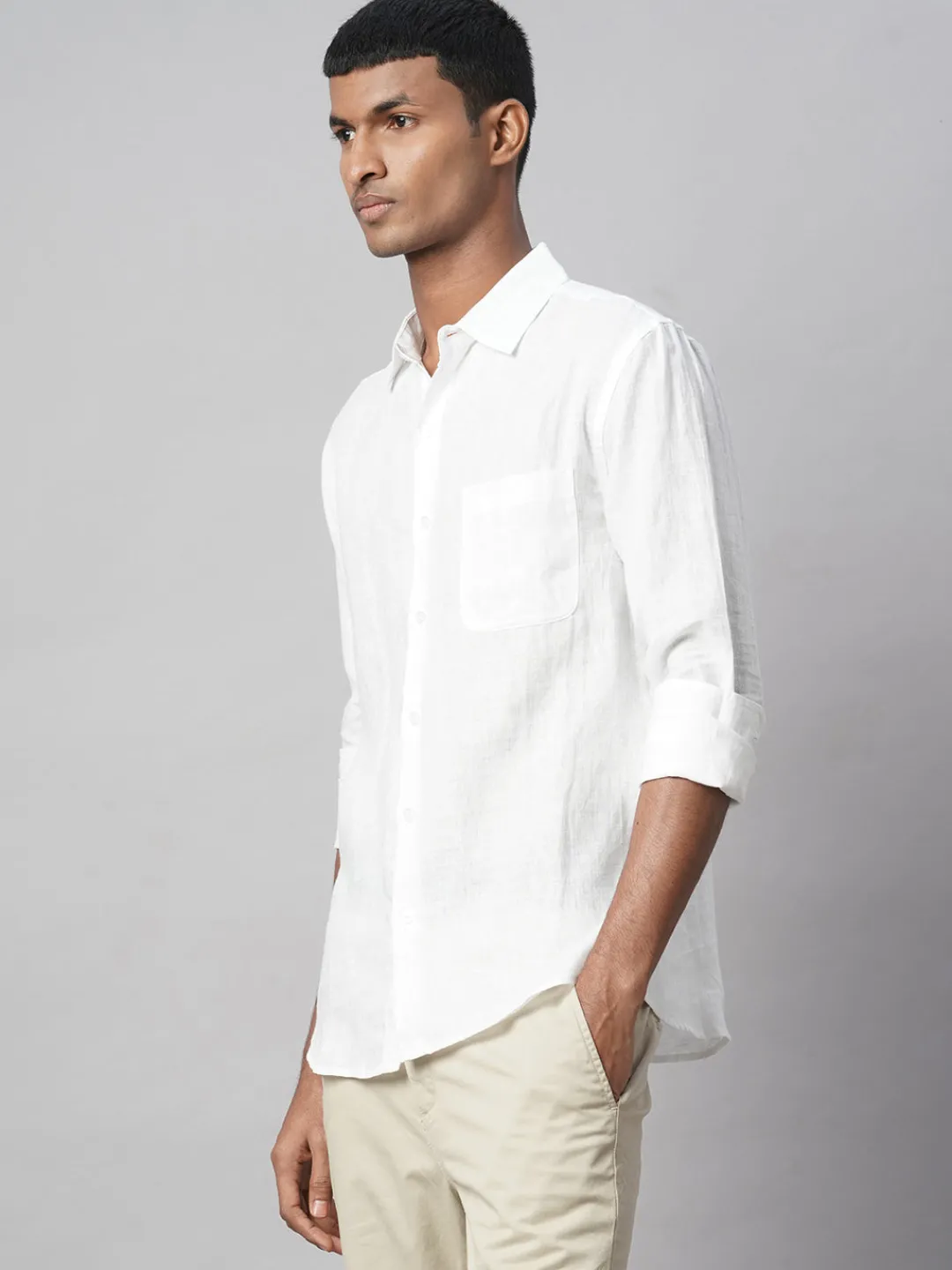 Women Cottonworld White Linen Shirts | 100% Linen Shirts^Men's 100% Linen Regular Fit Shirt