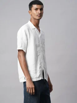 Women Cottonworld White Linen Shirts | 100% Linen Shirts^Men's 100% Linen Regular Fit Shirt
