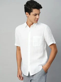 Women Cottonworld White Linen Shirts | 100% Linen Shirts^Men's 100% Linen Regular Fit Shirt