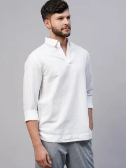 Women Cottonworld 100% Linen Shirts | 100% Linen Shirts^Men's 100% Linen Regular Fit Kurta Shirt