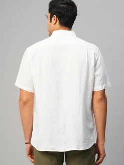 Women Cottonworld White Linen Shirts | Shirts^Men's 100% Linen Regular Fit Shirt