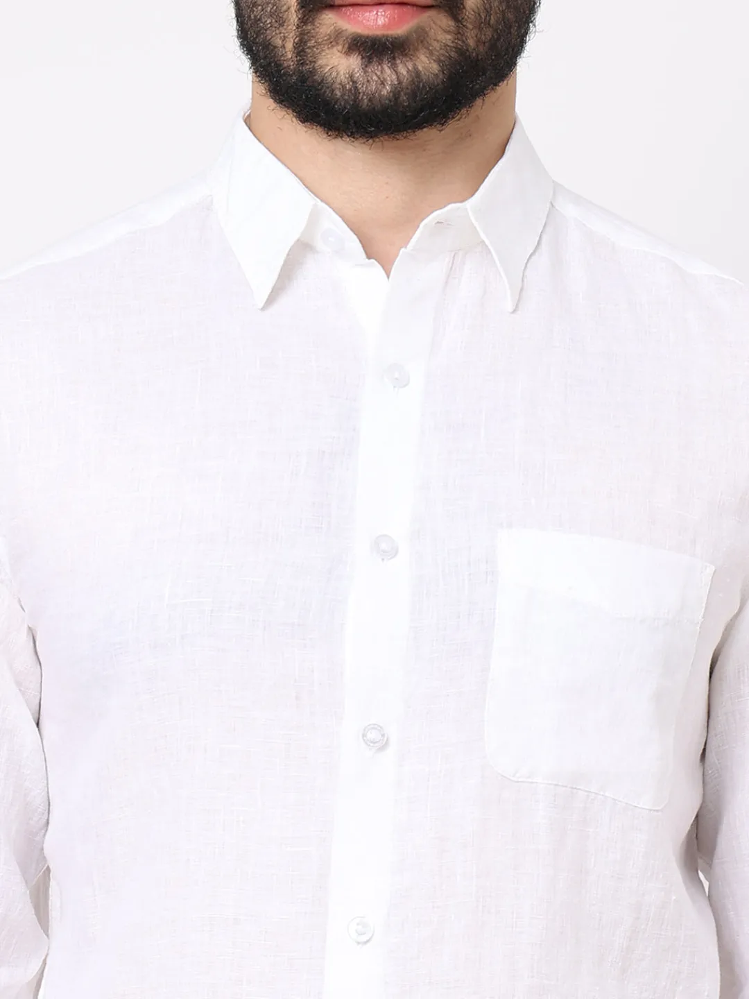 Women Cottonworld White Linen Shirts | 100% Linen Shirts^Men's 100% Linen Regular Fit Shirt