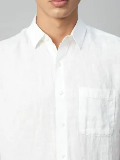 Women Cottonworld White Linen Shirts | 100% Linen Shirts^Men's 100% Linen Regular Fit Shirt