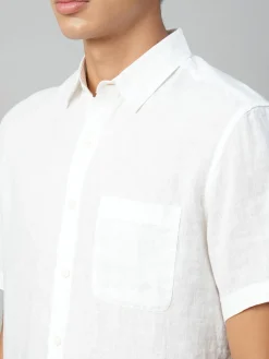 Women Cottonworld White Linen Shirts | 100% Linen Shirts^Men's 100% Linen Regular Fit Shirt
