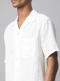 Women Cottonworld White Linen Shirts | 100% Linen Shirts^Men's 100% Linen Regular Fit Shirt