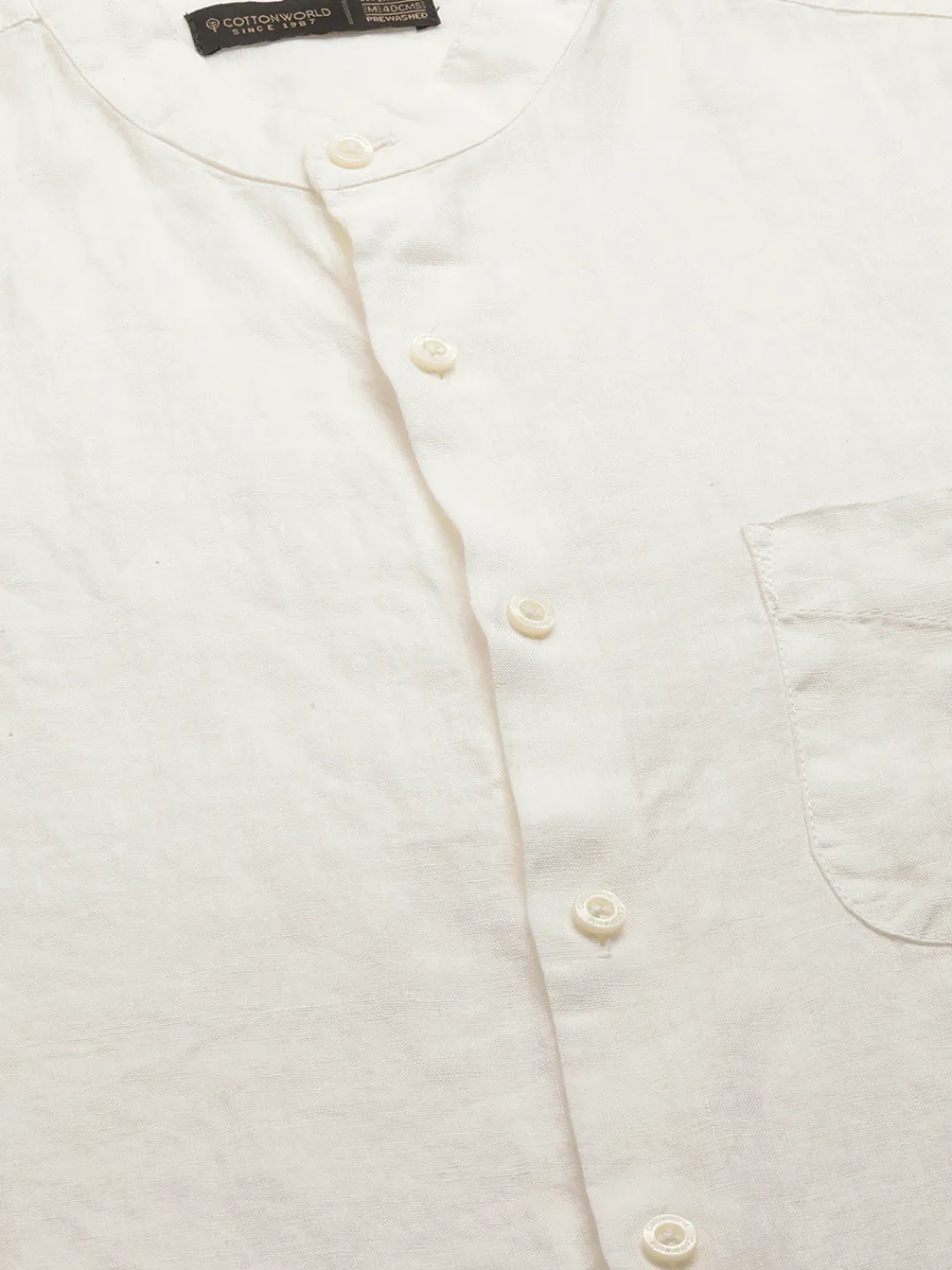 Women Cottonworld 100% Linen Shirts | 100% Linen Shirts^Men's 100% Linen Regular Fit Mandarin Collar Long Sleeved Shirt