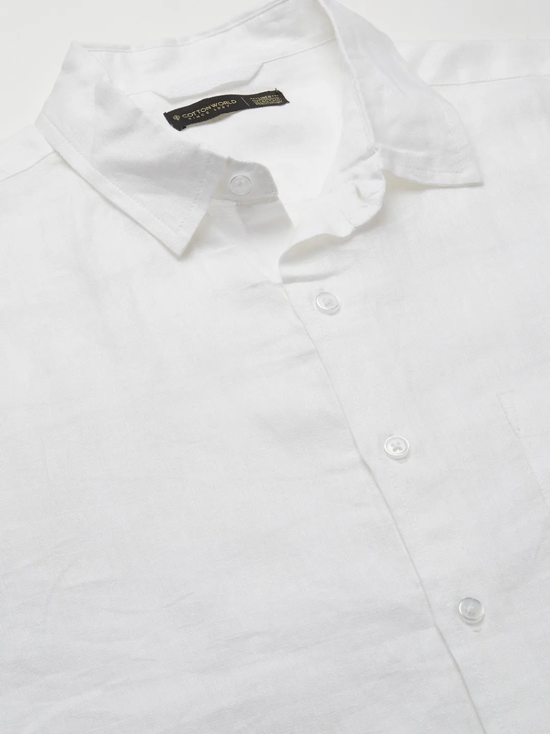 Women Cottonworld White Linen Shirts | 100% Linen Shirts^Men's 100% Linen Regular Fit Shirt
