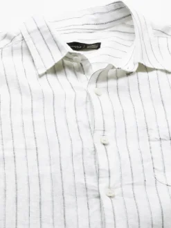 Women Cottonworld 100% Linen Shirts | 100% Linen Shirts^Men's 100% Linen Regular Fit Long Sleeved Striped Shirt