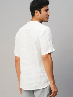Women Cottonworld 100% Linen Shirts | 100% Linen Shirts^Men's 100% Linen Slim Fit Kurta Shirt