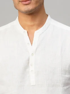 Women Cottonworld 100% Linen Shirts | 100% Linen Shirts^Men's 100% Linen Slim Fit Kurta Shirt