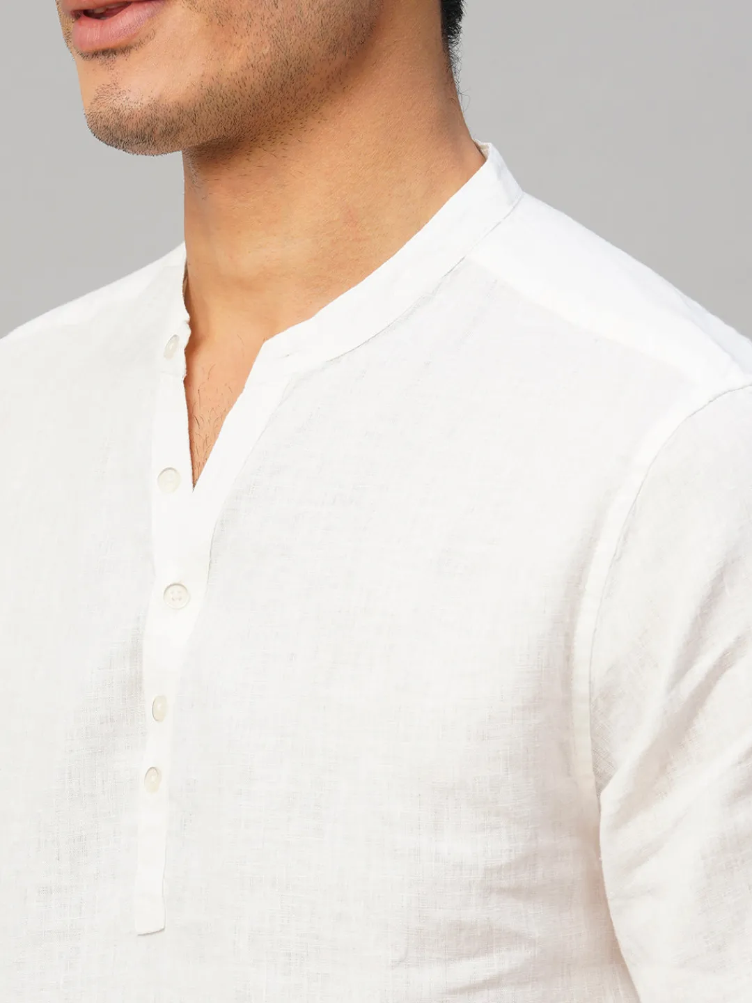 Women Cottonworld 100% Linen Shirts | 100% Linen Shirts^Men's 100% Linen Slim Fit Kurta Shirt