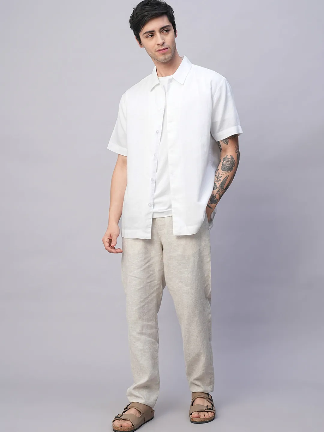 Women Cottonworld Shirts | Shirts^Men's Cotton Linen Regular Fit Summer Shirt