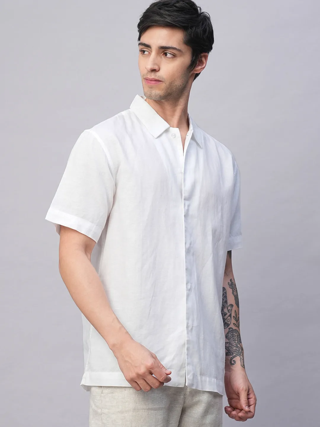 Women Cottonworld Shirts | Shirts^Men's Cotton Linen Regular Fit Summer Shirt