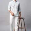 Women Cottonworld Shirts | Shirts^Men's Linen Cotton Regular Fit Checked Shirt