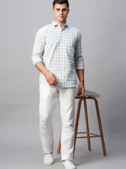 Women Cottonworld Shirts | Shirts^Men's Linen Cotton Regular Fit Checked Shirt