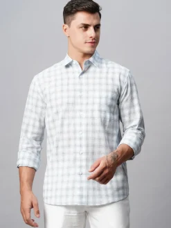 Women Cottonworld Shirts | Shirts^Men's Linen Cotton Regular Fit Checked Shirt