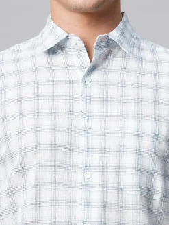 Women Cottonworld Shirts | Shirts^Men's Linen Cotton Regular Fit Checked Shirt