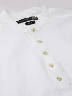 Women Cottonworld Shirts | Shirts^Men's Linen Cotton Slim Fit Band Collar Kurta Shirt