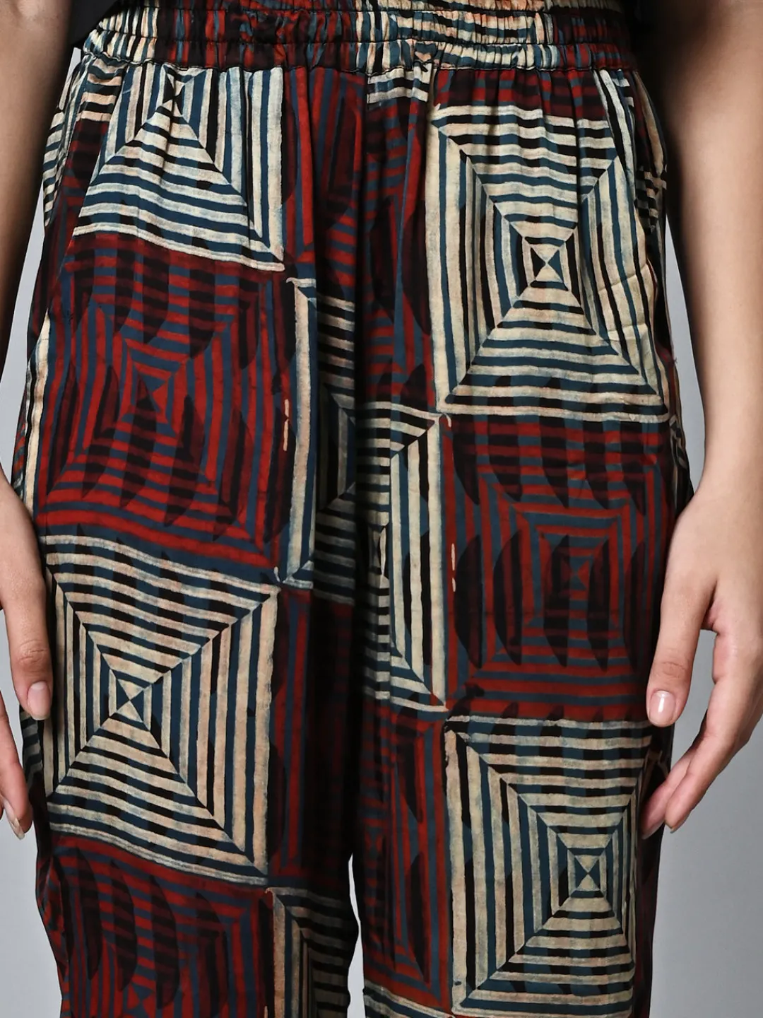 Women Cottonworld Trousers^Women's Ajrak Hand Block Printed Regular Fit Modal Pant