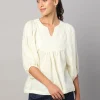 Women Cottonworld Tops & Shirts | Tops & Shirts^Women's 100% Linen Regular Fit Blouse