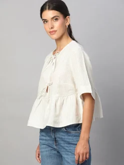Women Cottonworld Tops & Shirts | Tops & Shirts^Women's 100% Linen Regular Fit Blouse