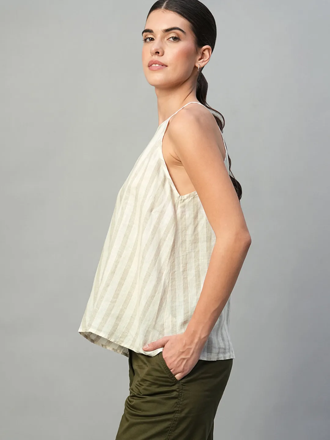 Women Cottonworld Tops & Shirts | Tops & Shirts^Women's 100% Linen Regular Fit Blouse