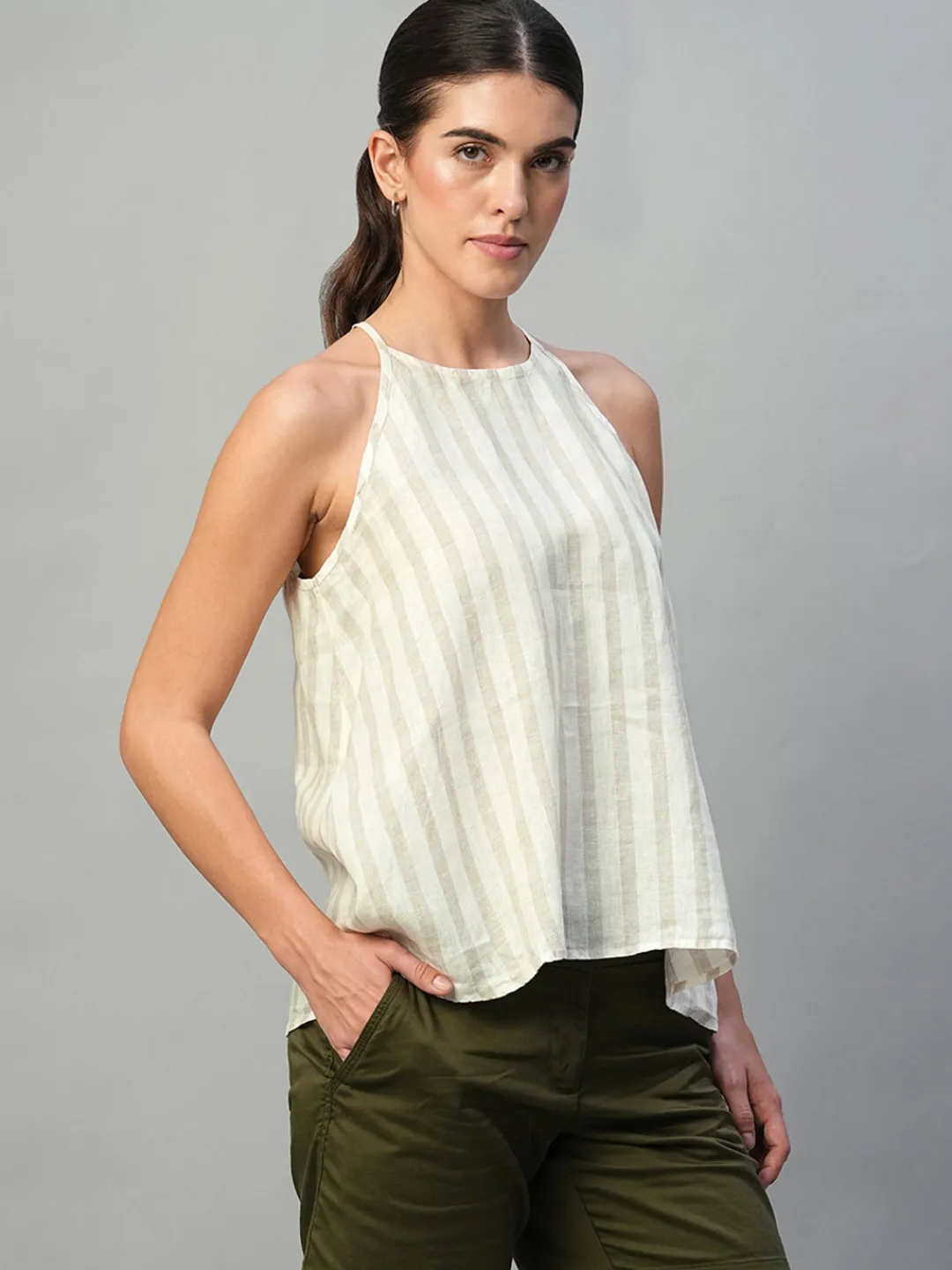 Women Cottonworld Tops & Shirts | Tops & Shirts^Women's 100% Linen Regular Fit Blouse