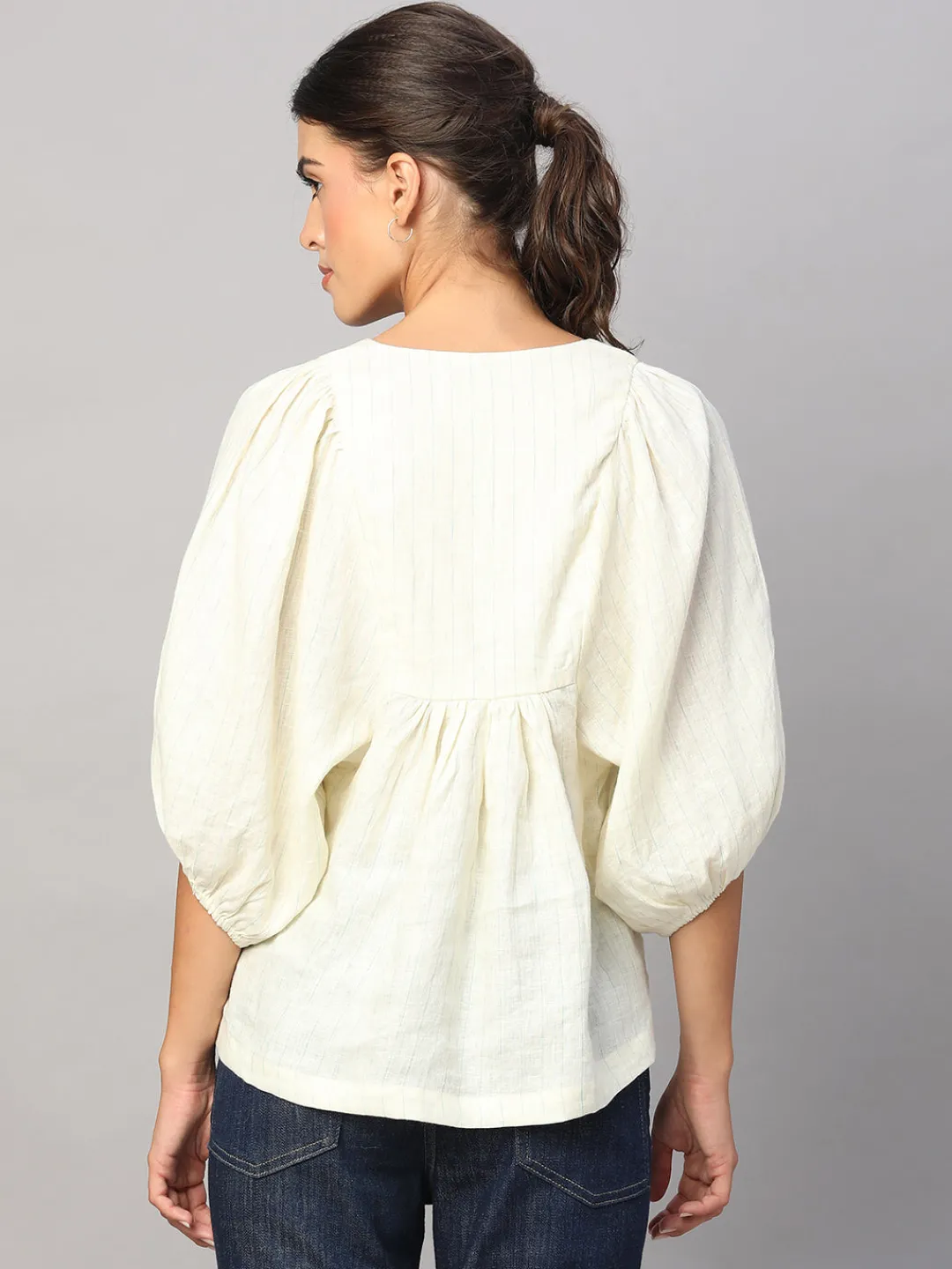 Women Cottonworld Tops & Shirts | Tops & Shirts^Women's 100% Linen Regular Fit Blouse