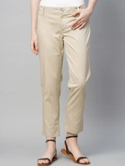 Women Cottonworld Trousers^Women's Cotton Elastane Regular Fit Pant