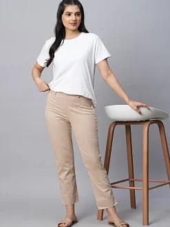 Women Cottonworld Trousers^Women's Cotton Lycra Regular Fit Pant