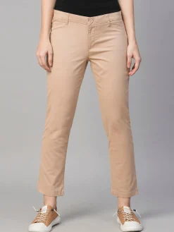 Women Cottonworld Trousers^Women's Cotton Lycra Regular Fit Pant