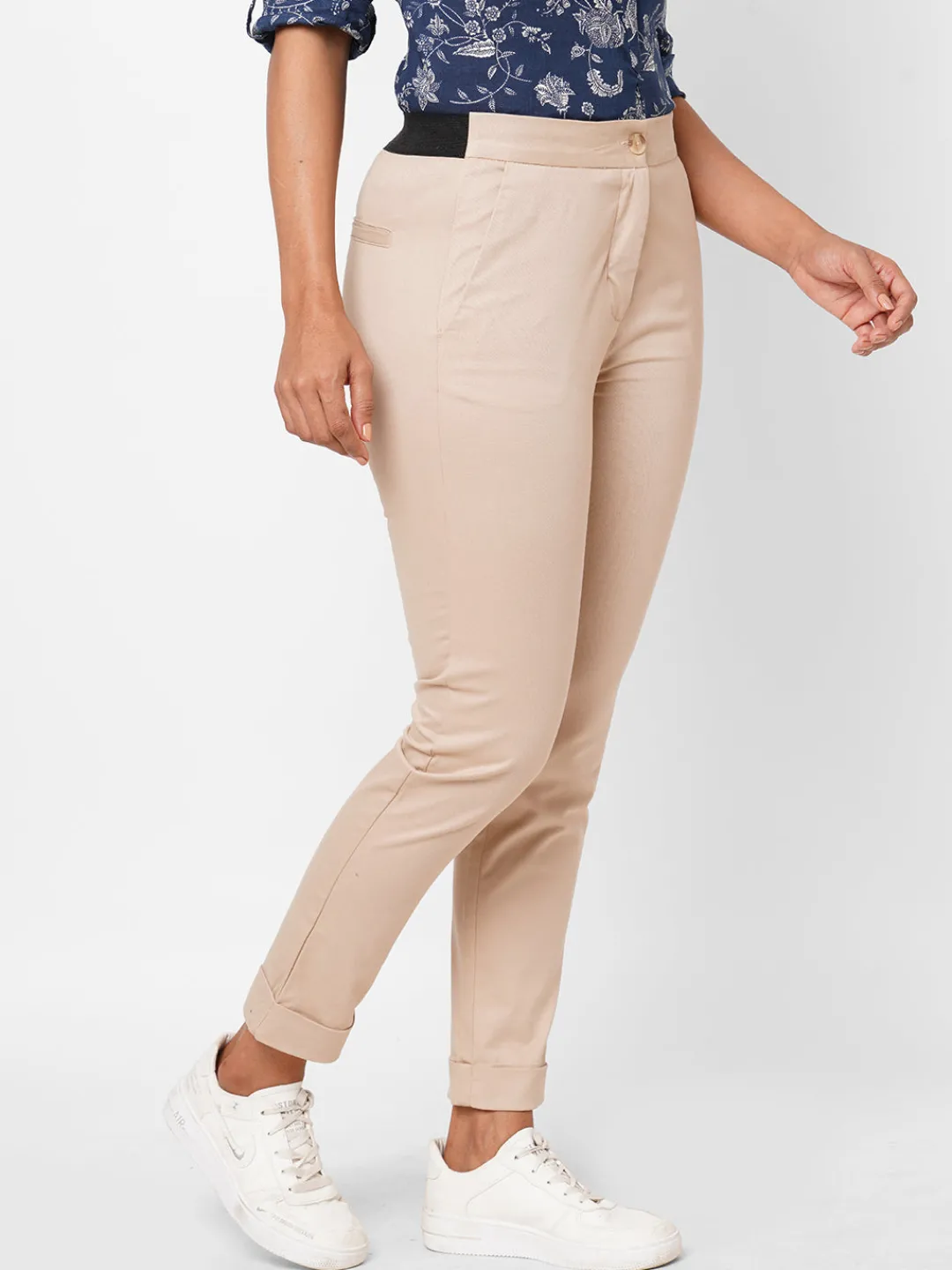 Women Cottonworld Trousers^Women's Cotton Lycra Slim Fit Pant