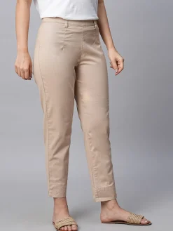 Women Cottonworld Trousers^Women's Cotton Lycra Regular Fit Pant