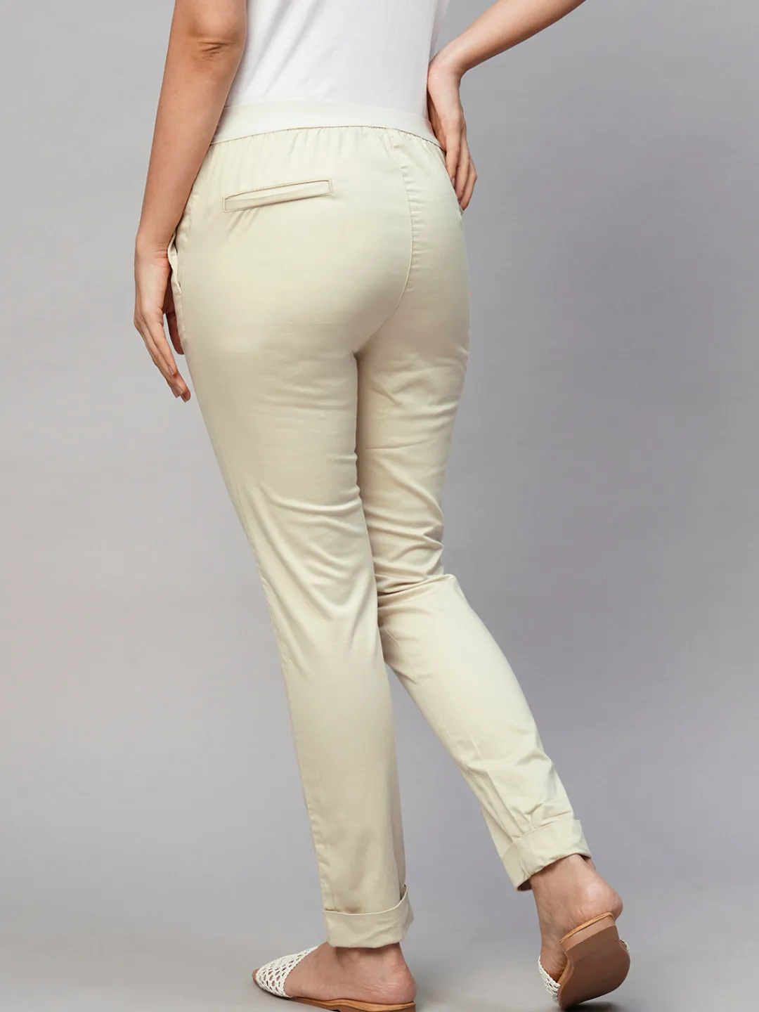 Women Cottonworld Trousers^Women's Cotton Lycra Slim Fit Pant