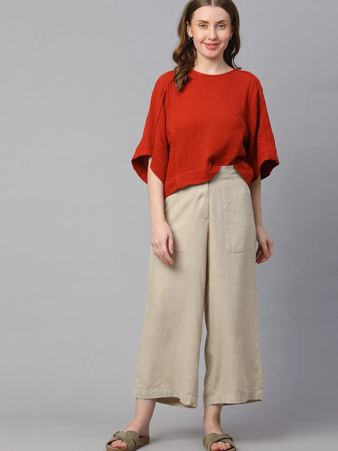 Women Cottonworld Culottes^Women's Linen Viscose Wide Leg Culotte