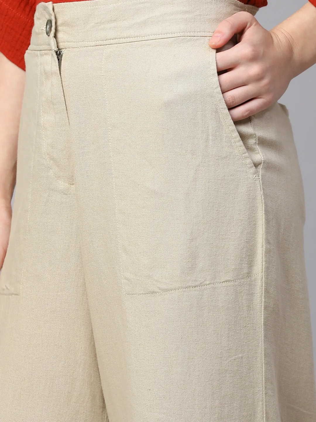 Women Cottonworld Culottes^Women's Linen Viscose Wide Leg Culotte
